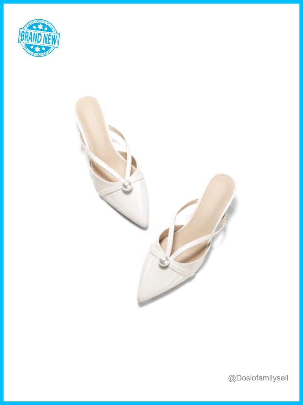 Womens Pearl Kitten Heel Mules Closed Pointed Toe Satin Dress Shoes